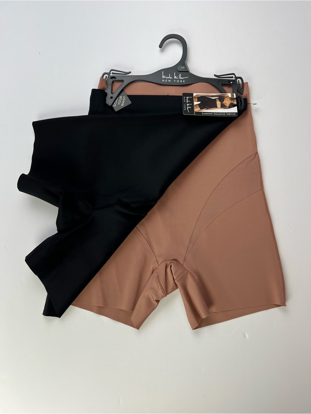 Sz M Nicole Miller New York 2 Scuba Shaping Shorts Hi Waist Control Power Mesh - Picture 6 of 8